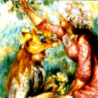 Jeunes filles cueillant des fleurs Jeunes filles cueillant des fleurs